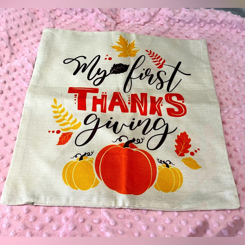 🔆My First Thanksgiving Accent Pillow Cover